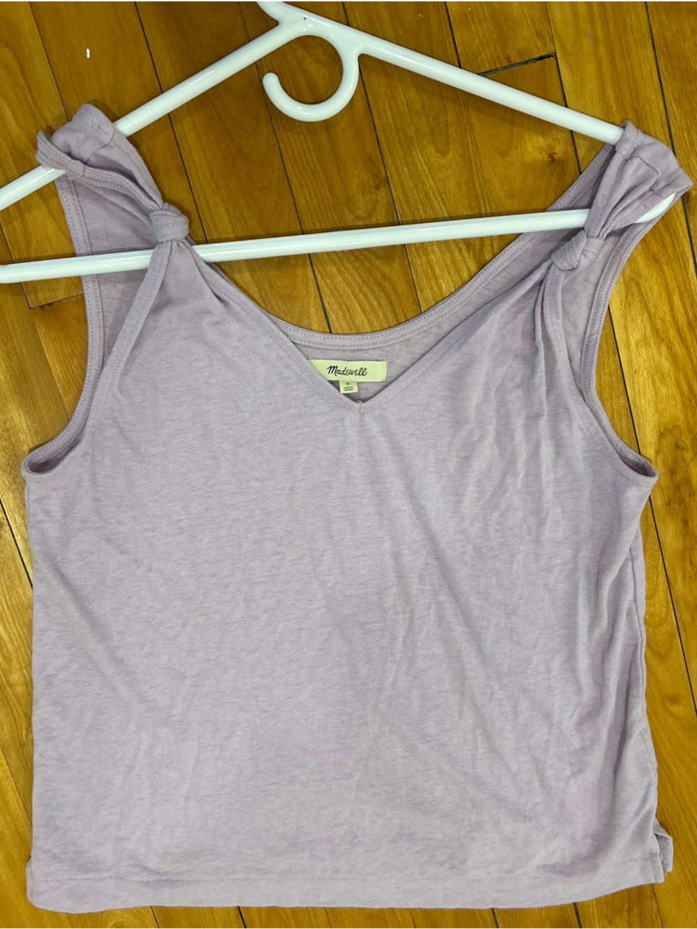 Madewell Lavender Knot-Shoulder V-Neck Tank
